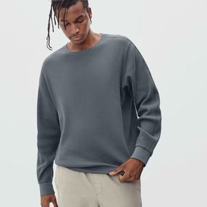 Everlane Men's Long Sleeve Waffle Crew Sweater - Slate Gray